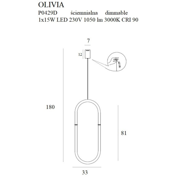 MAXLIGHT P0429D LAMPA WISZĄCA OLIVIA I MAXLIGHT P0429D LAMPA WISZĄCA OLIVIA I