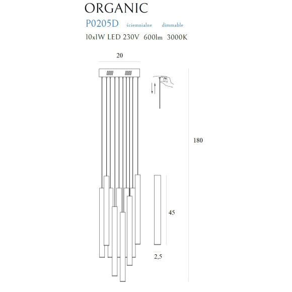 MAXLIGHT P0205D LAMPA WISZĄCA ORGANIC 10x1 MIEDŹ MAŁA ŚCIEMNIALNA MAXLIGHT P0205D LAMPA WISZĄCA ORGANIC 10x1 MIEDŹ MAŁA ŚCIEMNIALNA