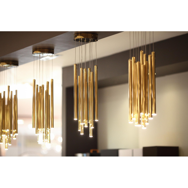 MAXLIGHT P0265D LAMPA WISZĄCA ORGANIC 10x ZŁOTA MAŁA ŚCIEMNIALNA