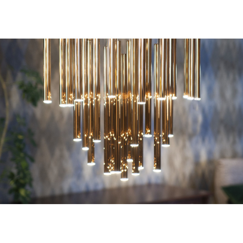 MAXLIGHT P0242D LAMPA WISZĄCA ORGANIC 33x1 ZŁOTA ŚCIEMNIALNA