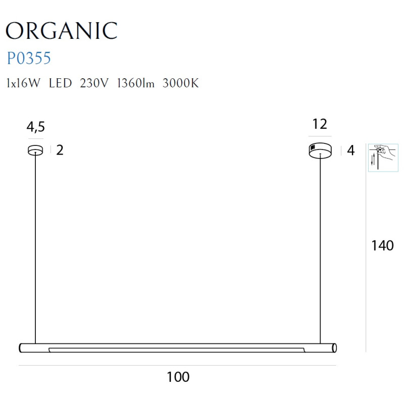 MAXLIGHT P0355 LAMPA WISZĄCA ORGANIC HORIZON 100CM CHROM