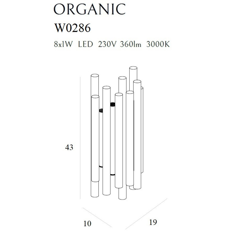 MAXLIGHT W0286D KINKIET ORGANIC CZARNY ŚCIEMNIALNY