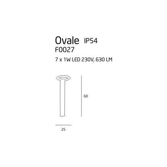 MAXLIGHT F0027 LAMPA ZEWNĘTRZNA OVALE 60 CM, 7x1W, IP54
