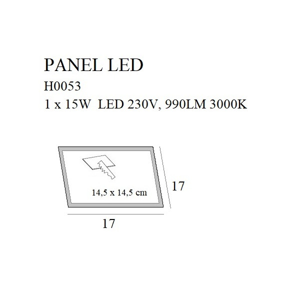MAXLIGHT H0053 PANELLED SQUARE 17x17 cm PODTYNKOWY, 15W MAXLIGHT H0053 PANELLED SQUARE 17x17 cm PODTYNKOWY, 15W