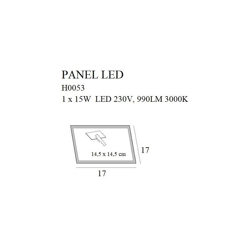 MAXLIGHT H0053 PANELLED SQUARE 17x17 cm PODTYNKOWY, 15W
