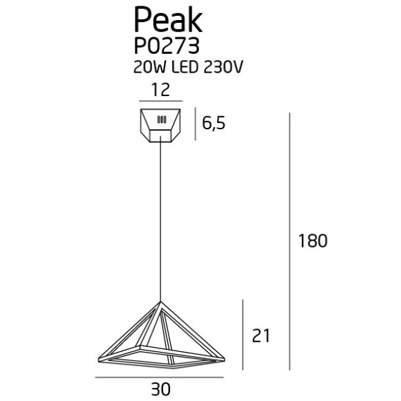 MAXLIGHT P0273 LAMPA WISZĄCA PEAK S CHROME, 20W MAXLIGHT P0273 LAMPA WISZĄCA PEAK S CHROME, 20W