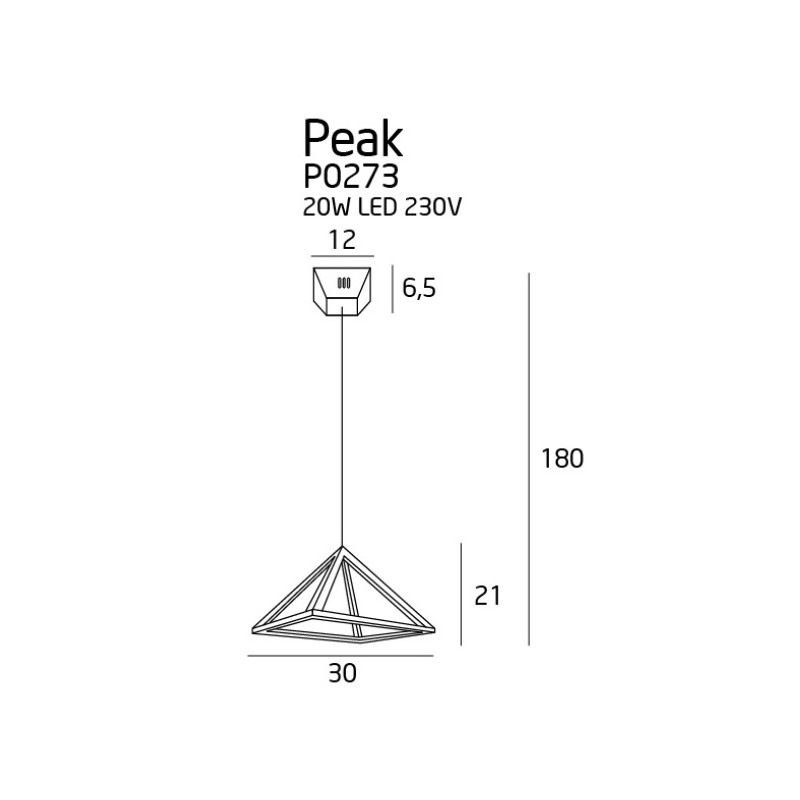 MAXLIGHT P0273 LAMPA WISZĄCA PEAK S CHROME, 20W