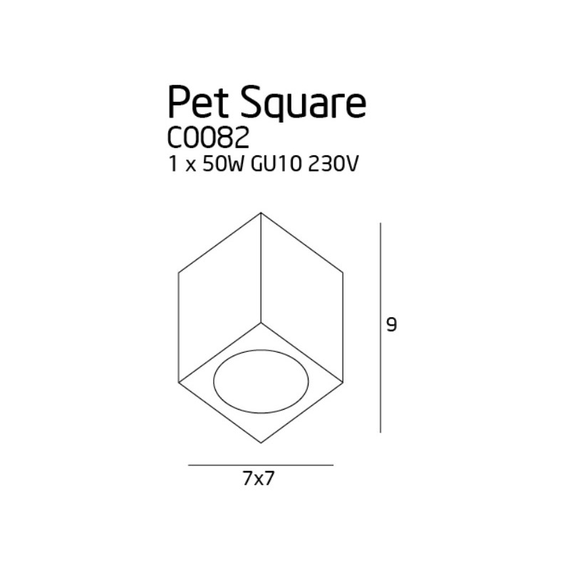 MAXLIGHT C0082 LAMPA SUFITOWA PET SQUARE BIAŁA, GU10