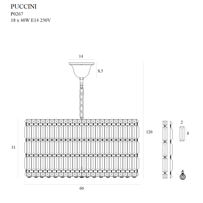 MAXLIGHT P0267 LAMPA WISZĄCA PUCCINI 60cm
