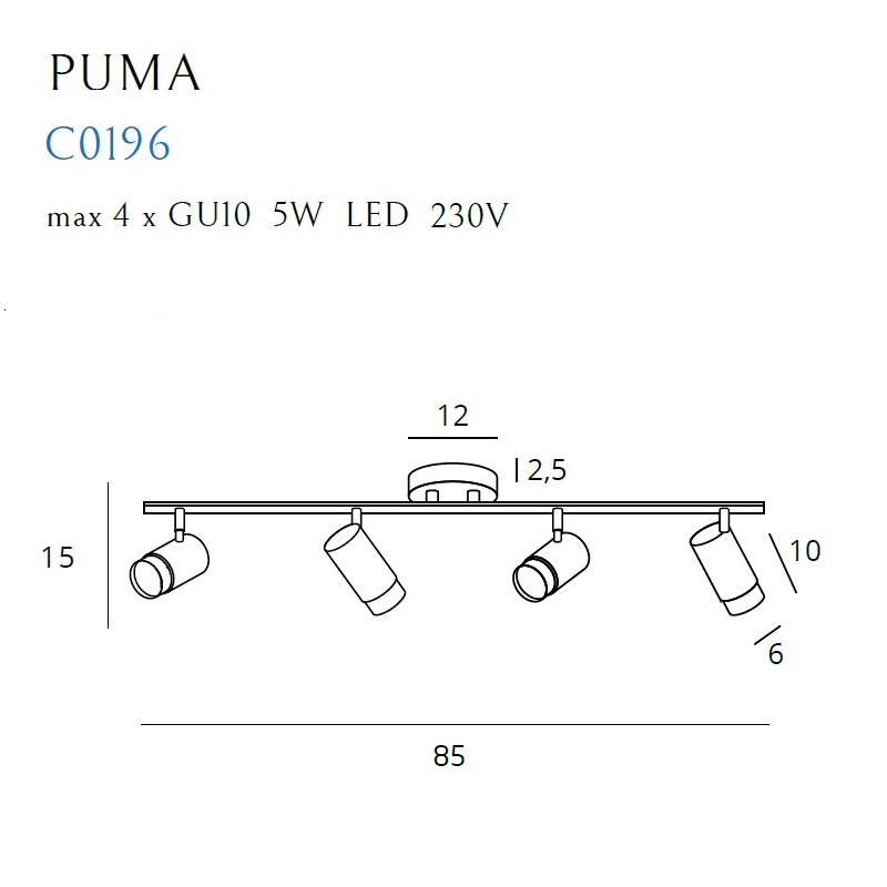 MAXLIGHT C0196 LAMPA SUFITOWA PUMA 4 GU10