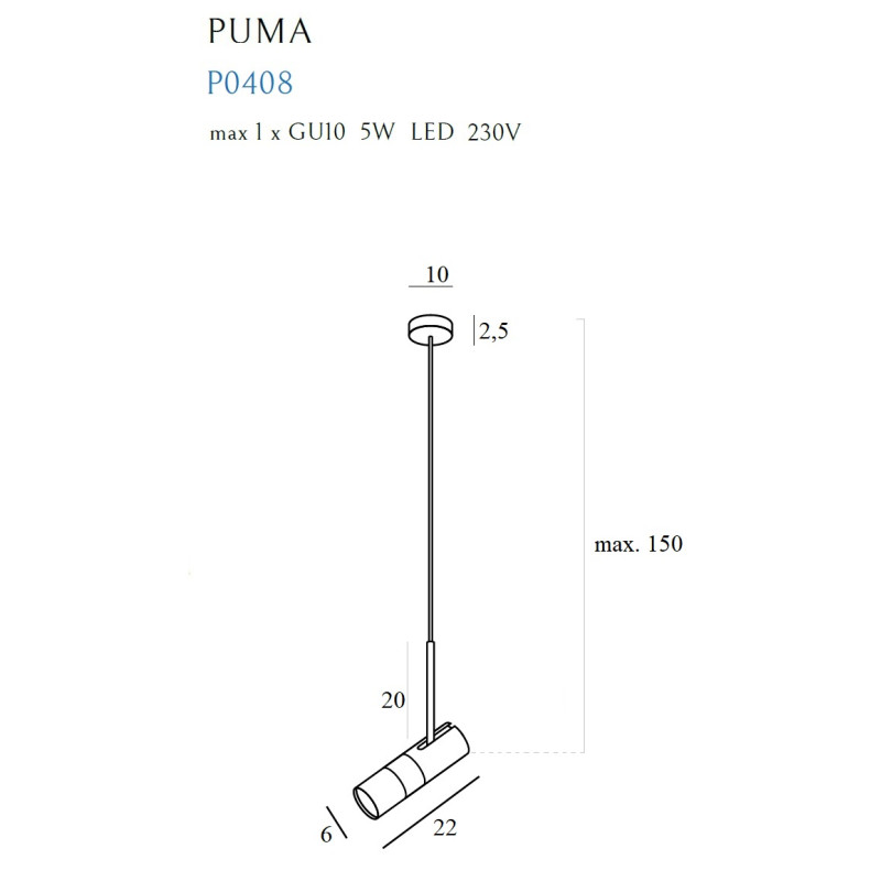 MAXLIGHT P0408 LAMPA WISZĄCA PUMA 1 GU10