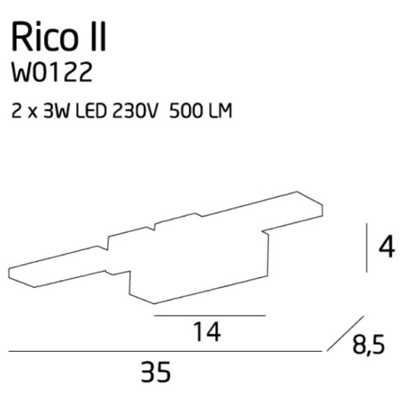 MAXLIGHT W0122 KINKIET RICO II, 2 x 3W 