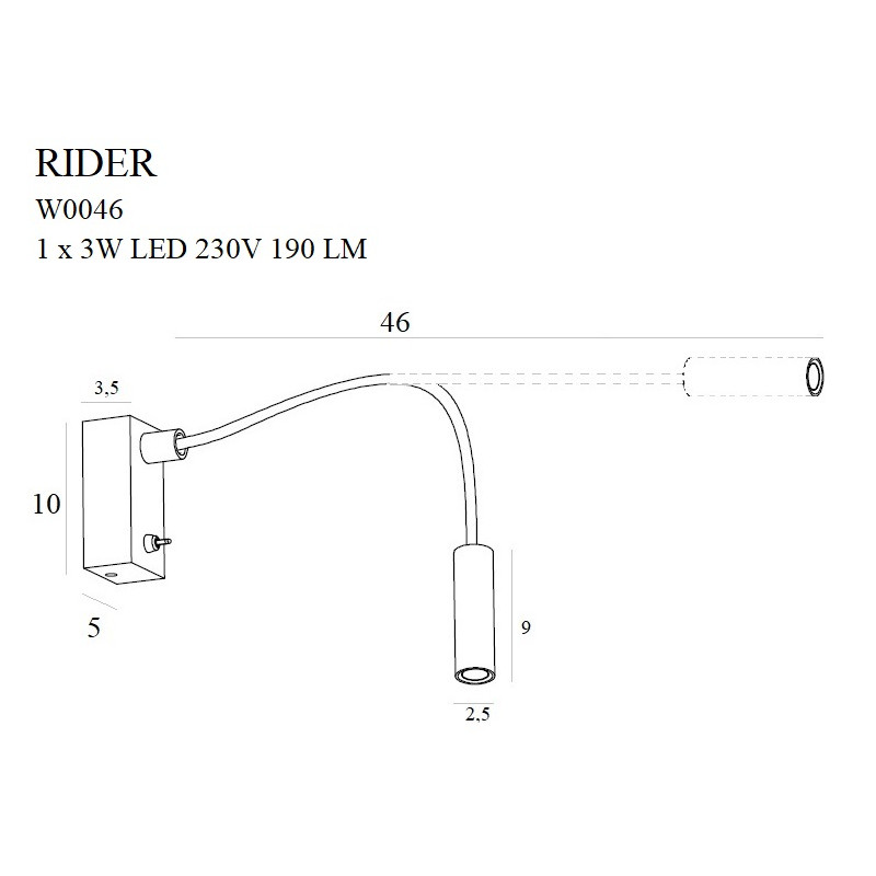 MAXLIGHT W0046 KINKIET RIDER CZARNY