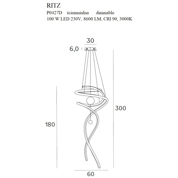 MAXLIGHT P0427D LAMPA WISZĄCA RITZ MAXLIGHT P0427D LAMPA WISZĄCA RITZ