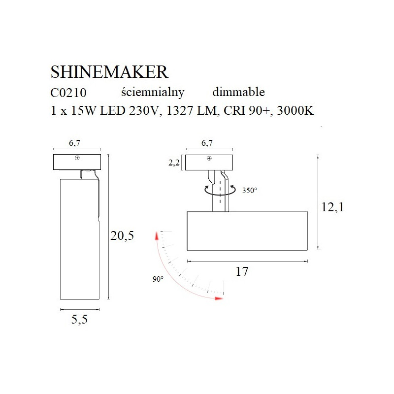 MAXLIGHT C0210 LAMPA SUFITOWA SHINEMAKER CZARNA- ŚCIEMNIALNA