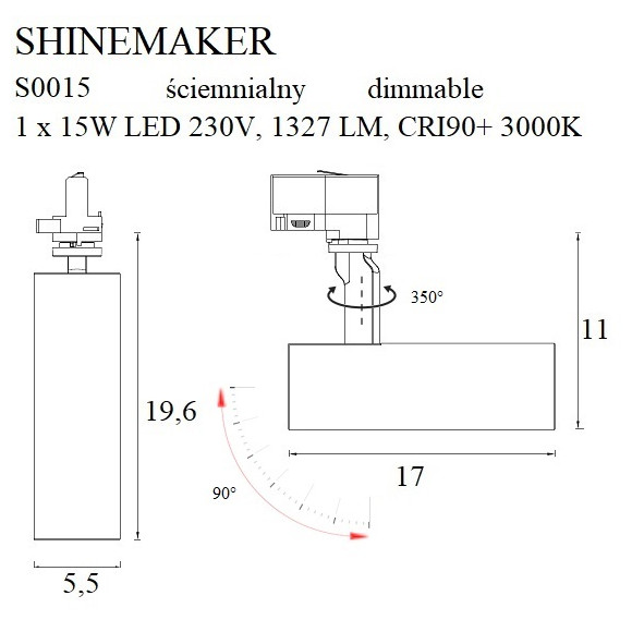 MAXLIGHT S0015 LAMPA DO SZYNOPRZEWODU SHINEMAKER BIAŁA- ŚCIEMNIALNA MAXLIGHT S0015 LAMPA DO SZYNOPRZEWODU SHINEMAKER BIAŁA- ŚCIEMNIALNA