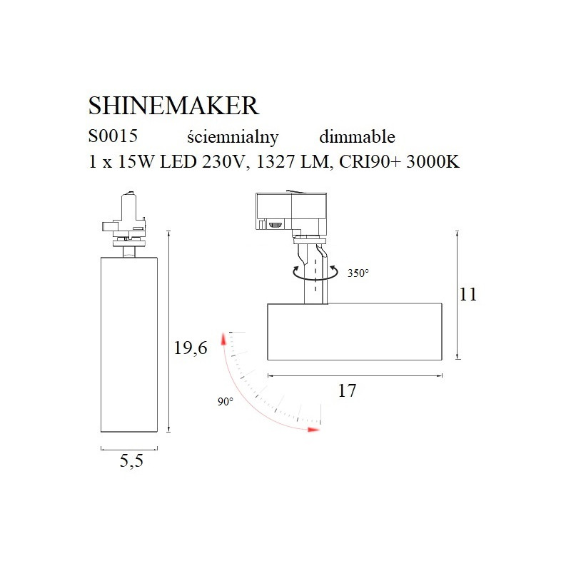 MAXLIGHT S0015 LAMPA DO SZYNOPRZEWODU SHINEMAKER BIAŁA- ŚCIEMNIALNA