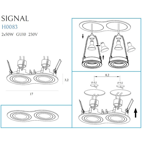 MAXLIGHT H0083 OPRAWA PODTYNKOWA SIGNAL II BIAŁA
