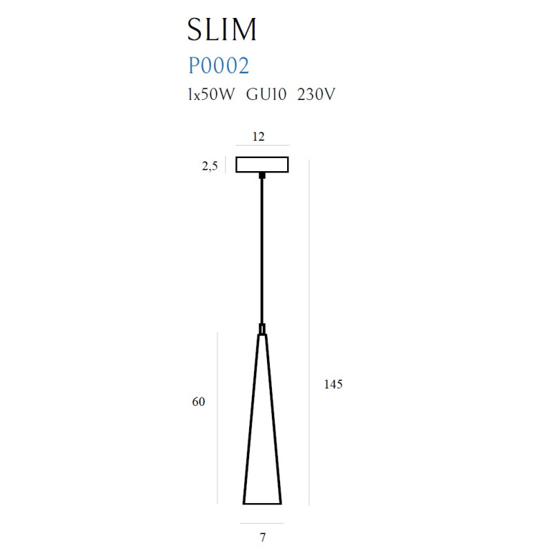 MAXLIGHT P0002 LAMPA WISZĄCA SLIM CZARNA 60