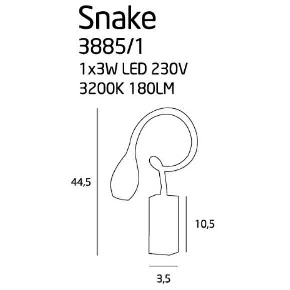 MAXLIGHT 3885/1 SNAKE KINKIET, 3W MAXLIGHT 3885/1 SNAKE KINKIET, 3W