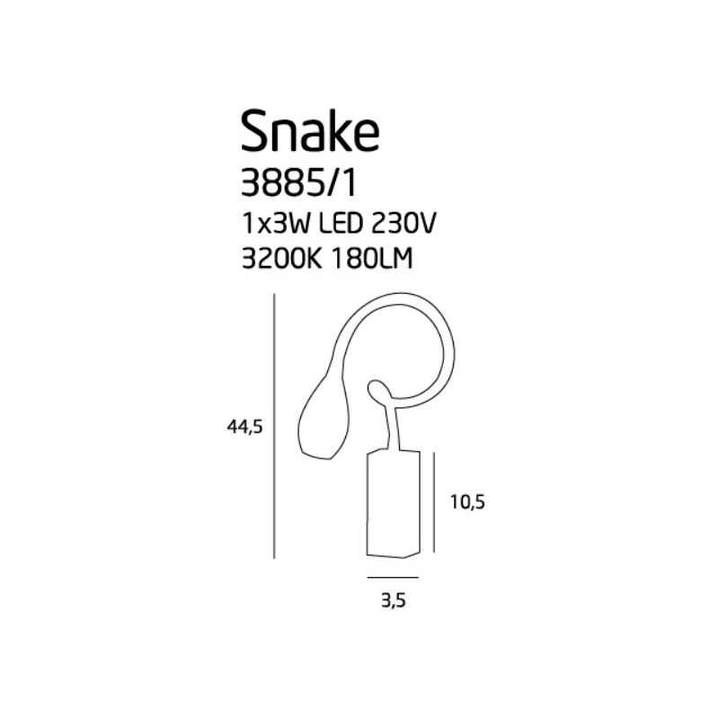 MAXLIGHT 3885/1 SNAKE KINKIET, 3W
