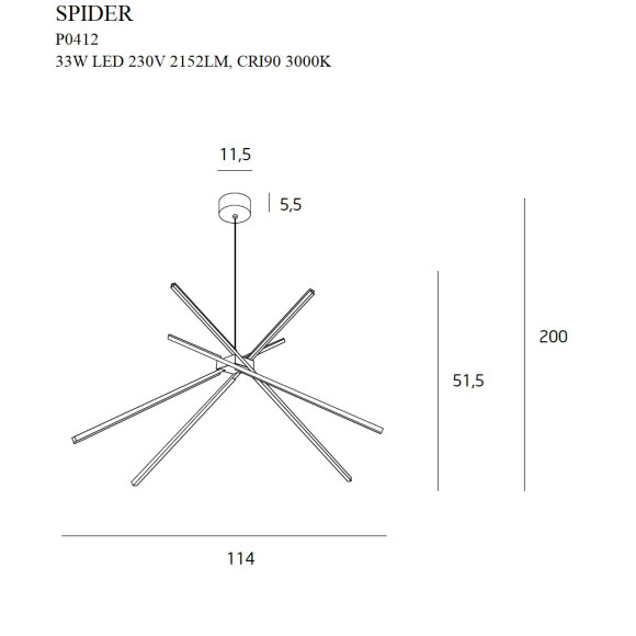 MAXLIGHT P0412 LAMPA WISZĄCA SPIDER BLACK MAXLIGHT P0412 LAMPA WISZĄCA SPIDER BLACK