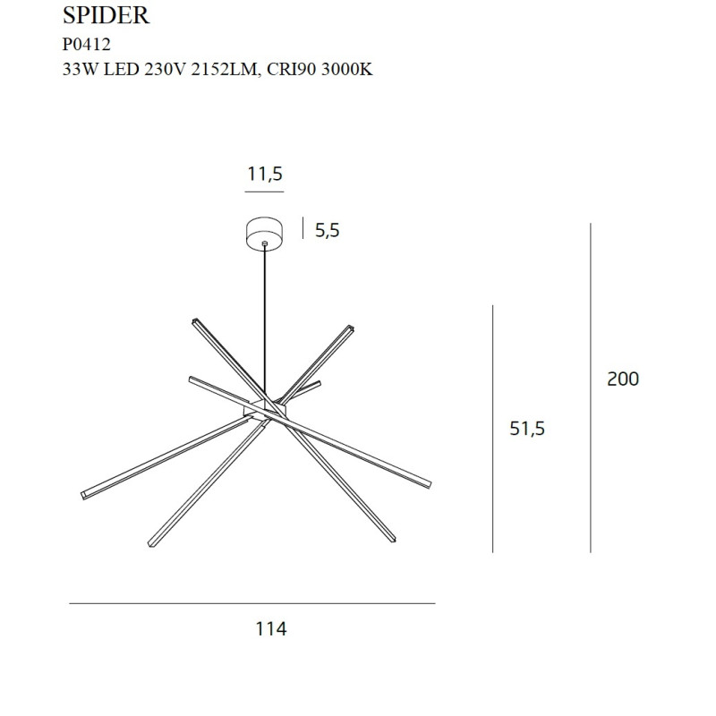 MAXLIGHT P0412 LAMPA WISZĄCA SPIDER BLACK