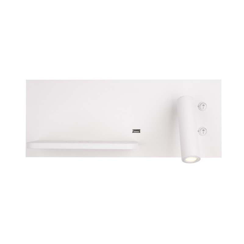 MAXLIGHT W0291L KINKIET SUPERIOR Z GNIAZDEM USB I ŁADOWARKĄ INDUKCYJNĄ BIAŁY