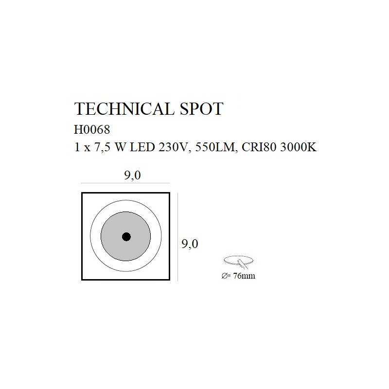 MAXLIGHT H0064 OPRAWA WPUSTOWA TECHNICAL SPOT 7,5W