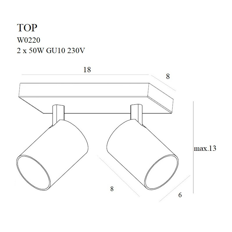 MAXLIGHT W0220 KINKIET TOP2 BIAŁY