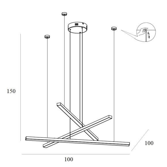 MAXLIGHT P0474D LAMPA WISZĄCA TRIO 3 ZŁOTO SZCZOTKOWANE