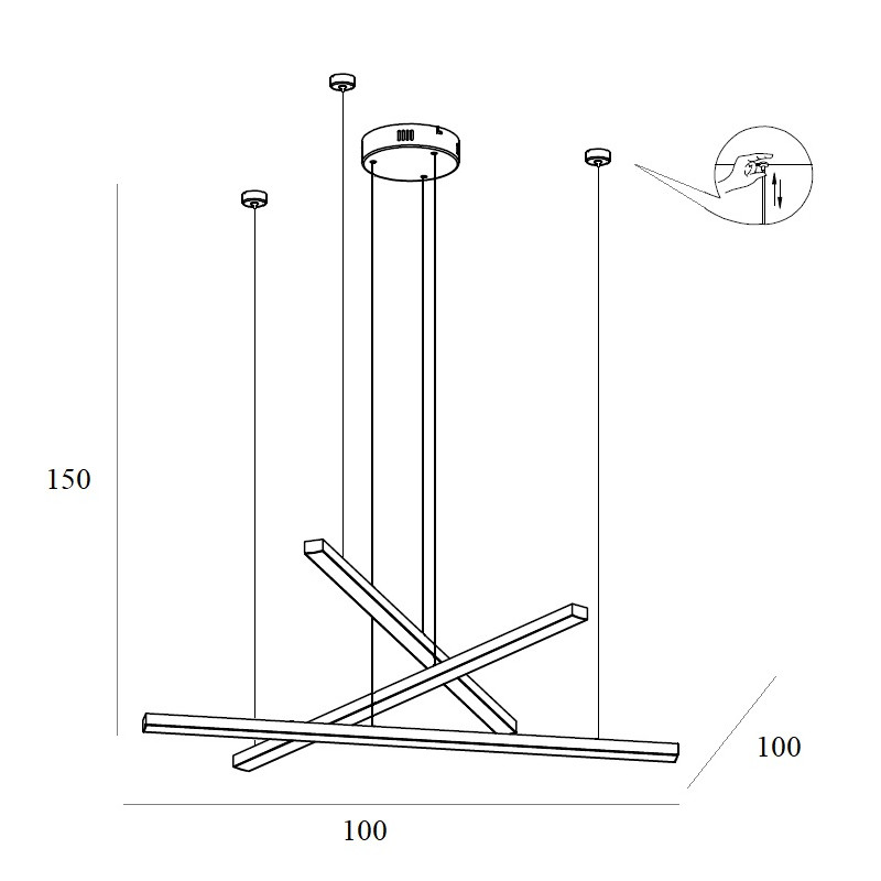 MAXLIGHT P0474D LAMPA WISZĄCA TRIO 3 ZŁOTO SZCZOTKOWANE