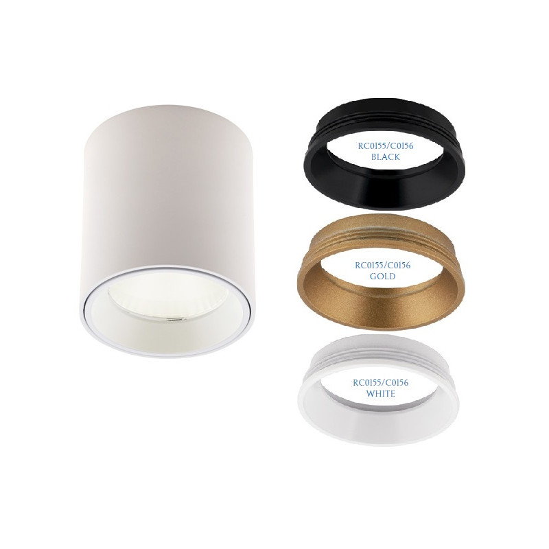 MAXLIGHT C0155 LAMPA SUFITOWA TUB OKRĄGŁY BIAŁY+ PIERŚCIEŃ OZDOBNY BIAŁY RC0155/C0156 WHITE