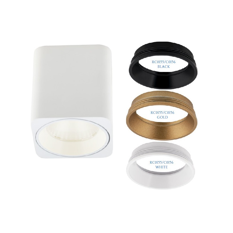 MAXLIGHT C0156 LAMPA SUFITOWA TUB KWADRAT BIAŁY+ PIERŚCIEŃ OZDOBNY BIAŁY RC0155/C0156 WHITE