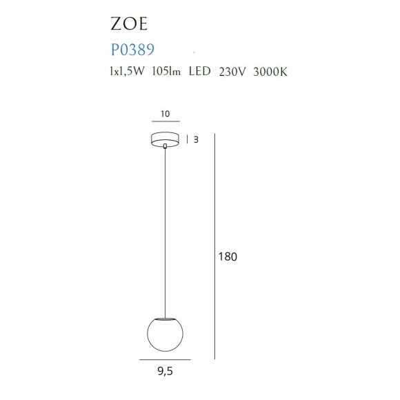 MAXLIGHT P0389 LAMPA WISZĄCA ZOE 1x1,5W ZŁOTA MAXLIGHT P0389 LAMPA WISZĄCA ZOE 1x1,5W ZŁOTA