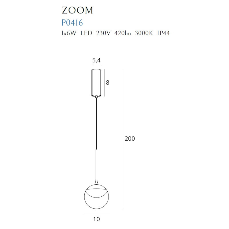 MAXLIGHT P0416 LAMPA WISZĄCA ZOOM CZARNA, 6W LED