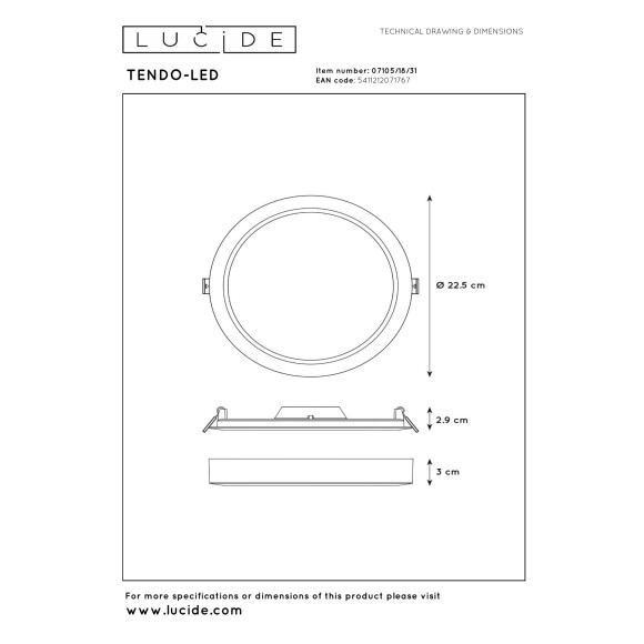 lampa sufitowa TENDO-LED 07105/18/31 Lucide | Sklep z lampami lampa sufitowa TENDO-LED 07105/18/31 Lucide | Sklep z lampami