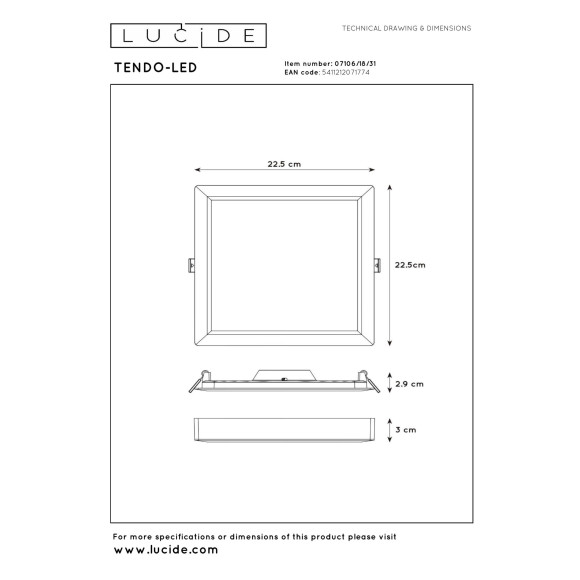 lampa sufitowa TENDO-LED 07106/18/31 Lucide | Sklep z lampami lampa sufitowa TENDO-LED 07106/18/31 Lucide | Sklep z lampami