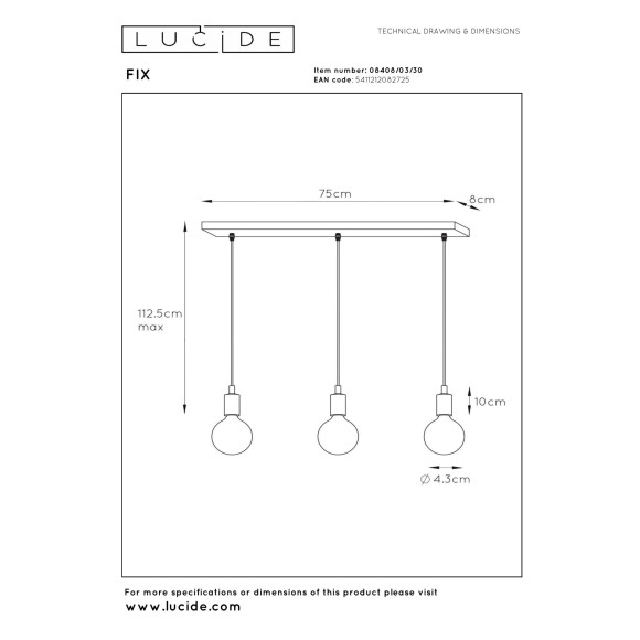 lampa wisząca FIX 08408/03/30 Lucide | Sklep z lampami lampa wisząca FIX 08408/03/30 Lucide | Sklep z lampami