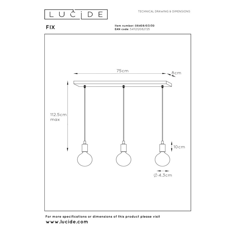 lampa wisząca FIX 08408/03/30 Lucide | Sklep z lampami lampa wisząca FIX 08408/03/30 Lucide | Sklep z lampami