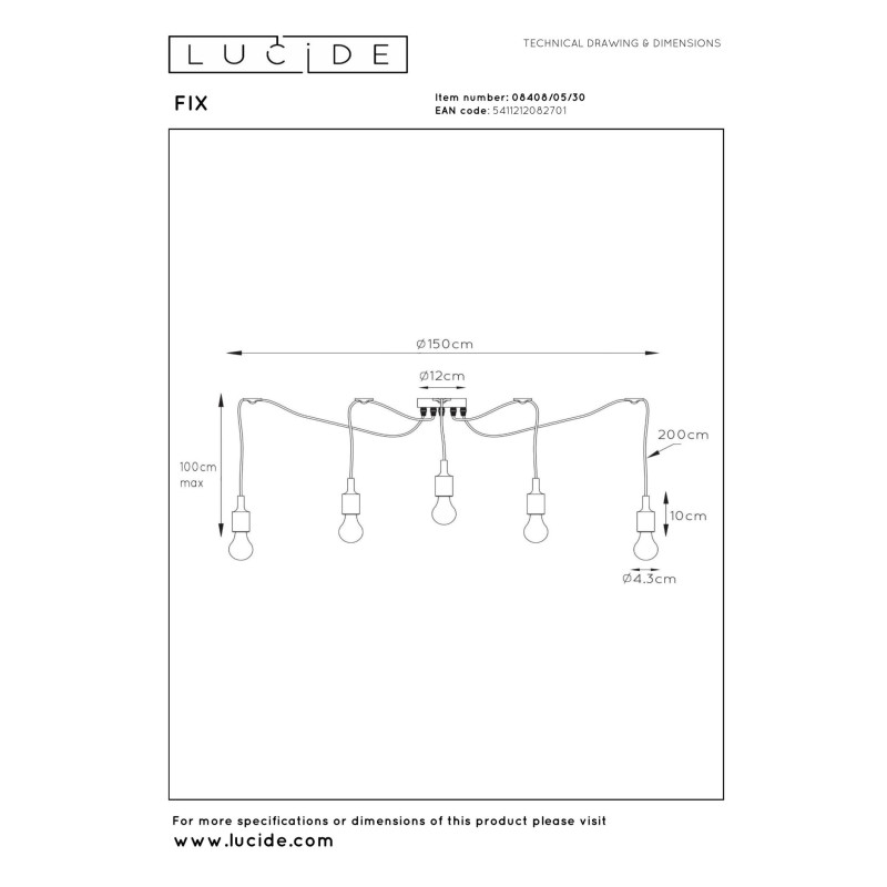 lampa wisząca FIX 08408/05/30 Lucide | Sklep z lampami lampa wisząca FIX 08408/05/30 Lucide | Sklep z lampami