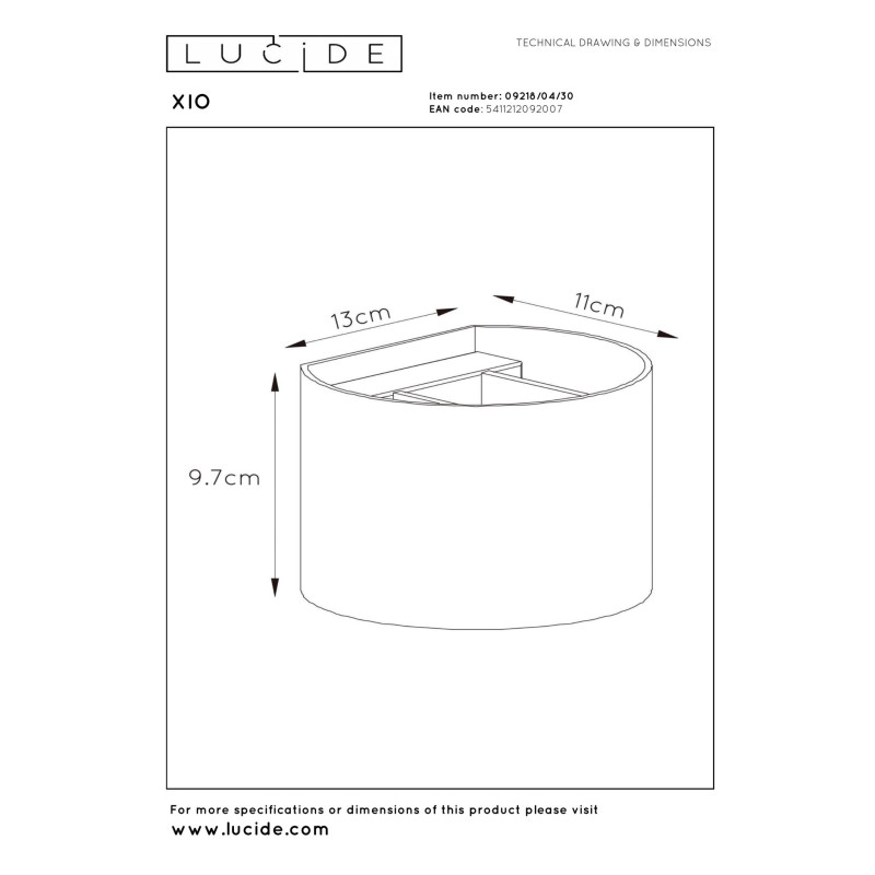 kinkiet XIO 09218/04/30 Lucide | Sklep z lampami kinkiet XIO 09218/04/30 Lucide | Sklep z lampami