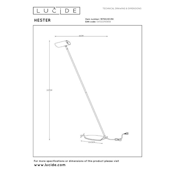 lampa podłogowa HESTER 19700/01/30 Lucide | Sklep z lampami lampa podłogowa HESTER 19700/01/30 Lucide | Sklep z lampami
