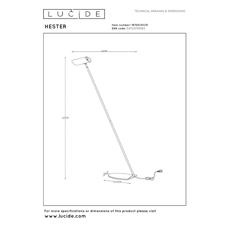 lampa podłogowa HESTER 19700/01/31 Lucide | Sklep z lampami