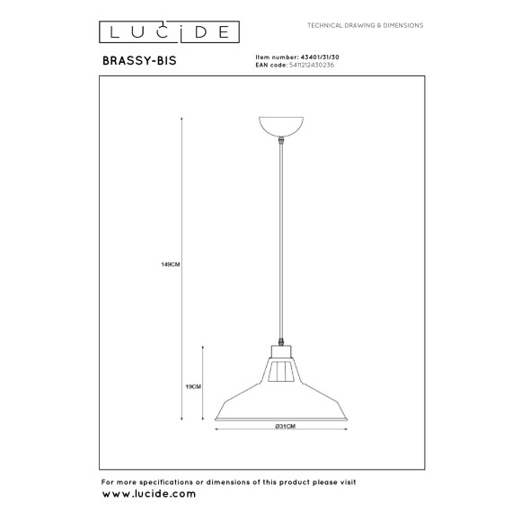 lampa wisząca BRASSY/BIS 43401/31/30 Lucide | Sklep z lampami lampa wisząca BRASSY/BIS 43401/31/30 Lucide | Sklep z lampami