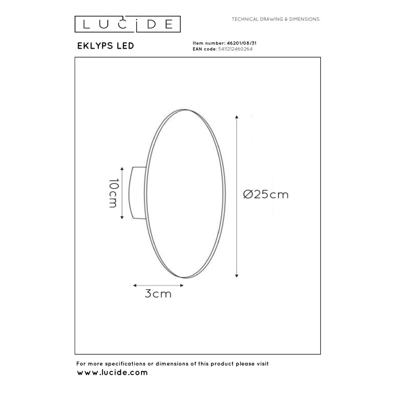 kinkiet EKLYPS 46201/08/31 Lucide | Sklep z lampami kinkiet EKLYPS 46201/08/31 Lucide | Sklep z lampami