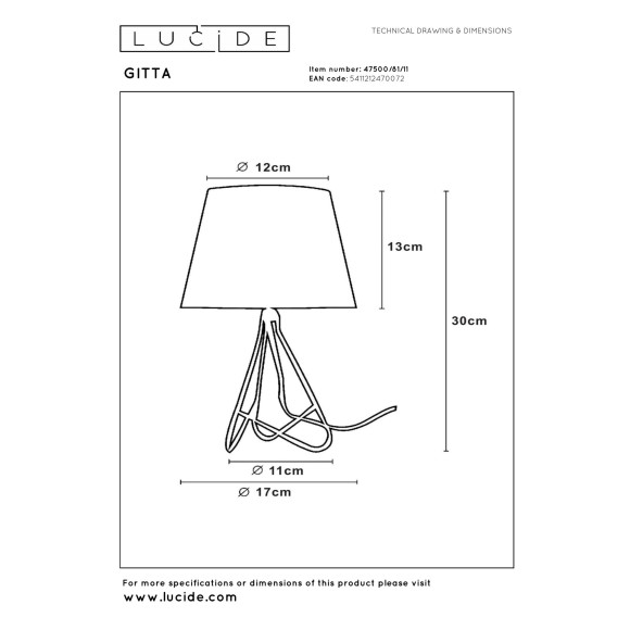 lampa stołowa GITTA 47500/81/11 Lucide | Sklep z lampami
