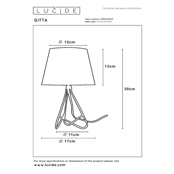 lampa stołowa GITTA 47500/81/17 Lucide | Sklep z lampami