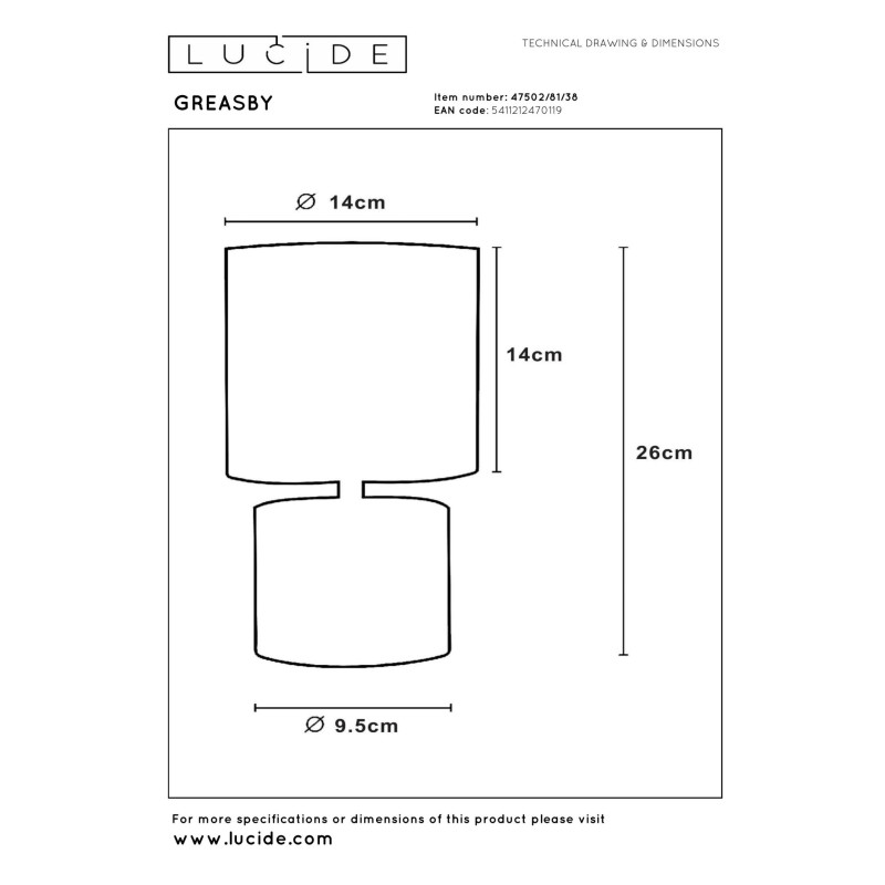lampa stołowa GREASBY 47502/81/38 Lucide | Sklep z lampami lampa stołowa GREASBY 47502/81/38 Lucide | Sklep z lampami