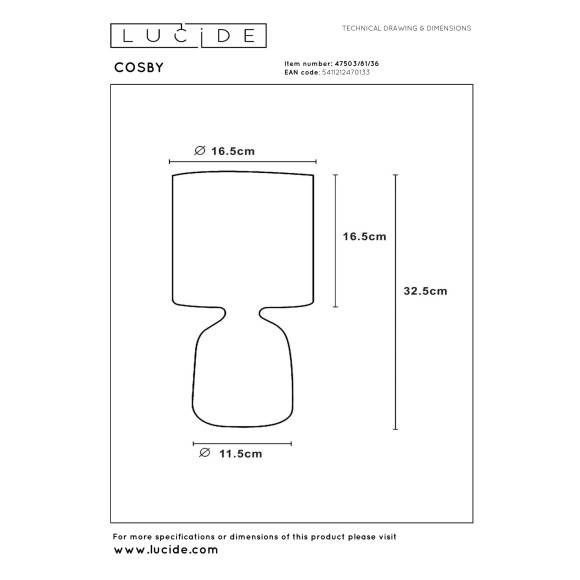 lampa stołowa COSBY 47503/81/36 Lucide | Sklep z lampami